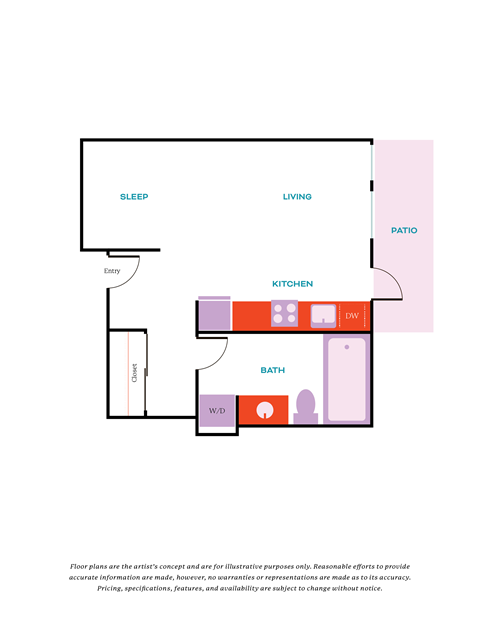a floor plan of a unit with a bedroom and a bathroom